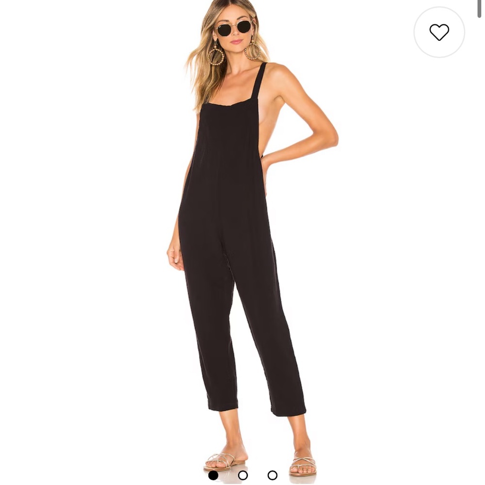 Show me Your Mumu black windowpane crop overalls jumpsuit romper size small